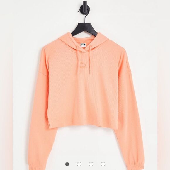 NWT Puma Classics Ribbed Hoodie in Peach - Size XL - Picture 1 of 8